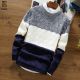 Manoswe Casual Long Sleeve Autumn Winter Sweater Men Korean Style Slim Knitted Blue Sweater Pullover Jumper Fashion Christmas