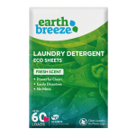 Earth Breeze Laundry Detergent Sheets - Fresh Scent - No Plastic Jug (60 Loads) 30 Sheets, Liquidless Technology