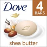 Dove Moisturizing Gentle Beauty Bar Soap for All Skin Type, Shea Butter & Vanilla, 3.75 oz (4 Bars)