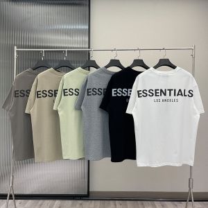 Summer New men's Essentials T-shirt Reflective Letter 100Cotton High Street short sleeve Hip hop Loose Unisex Oversize Tees