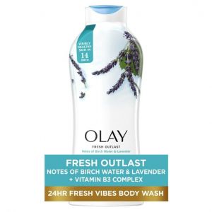 Olay Fresh Outlast Body Wash, Birch Water & Lavender, 22 fl oz