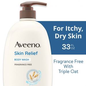 Aveeno Skin Relief Moisturizing Body Wash, Soap Free for Sensitive Skin, Fragrance Free Shower Gel, 33 oz