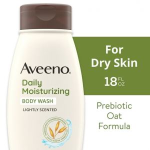 Aveeno Daily Moisturizing Soap Free Body Wash for Dry Skin, Prebiotic Oat Shower Gel, Lightly Scented, 18 oz