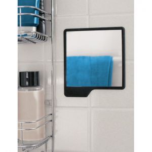 S&T INC. Silicone Shower Mirror, 6.4 inch x 5.7 inch, Shatterproof, Assorted Colors, Non-Adhesive