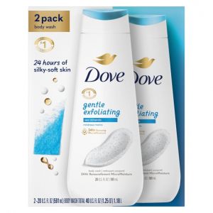 Dove Gentle Exfoliating Long Lasting Body Wash All Skin Type, Sea Minerals, 20 fl oz Twin Pack