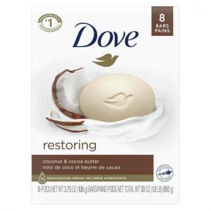 Dove Restoring Gentle Women's Beauty Bar Soap All Skin Type Coconut & Cocoa Butter (8 Bars)