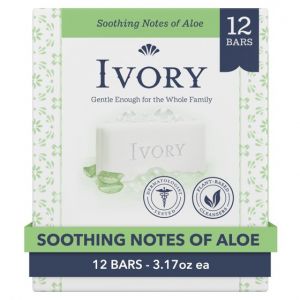 Ivory Bar Soap Notes of Aloe, for All Skin Types, 3.17 oz., 12 Count