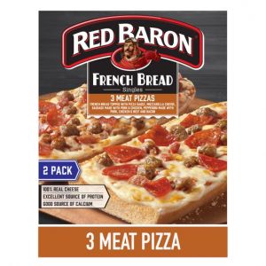 Red Baron Three Meat French Bread Personal Frozen Pizza, 11.01 oz