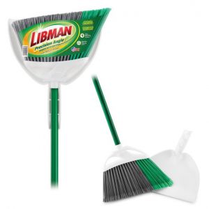 Libman Precision Angle Broom with Dust Pan Green White