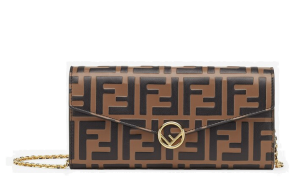 FENDI Chain Brown leather wallet