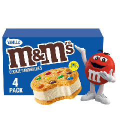 M&M's Vanilla Cookie Ice Cream Sandwiches, 4 fl oz, 4 Count