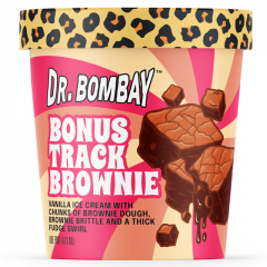 Dr. Bombay Bonus Track Brownie Ice Cream, 1 Pint, 16oz, Flavor = Vanilla and Brownies