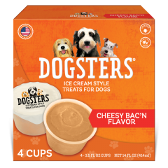 Dogsters Ice Cream Style Cheesy Bac'n Flavor Treats for Dogs 4 - 3.5 fl oz Cups