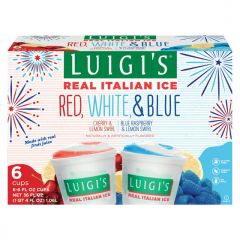 Luigi's Red, White, & Blue Real Italian Ice, 36 oz, 6 Count (Frozen)