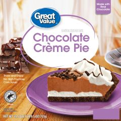 Great Value Chocolate Creme Pie, Frozen Dessert, 25.5 oz, Made with Real Chocolate, No HFCS, Box (Frozen)