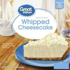Great Value Whipped Cheesecake, Frozen Dessert, 24 oz, Made with Real Cream Cheese, No HFCS, Box (Frozen)