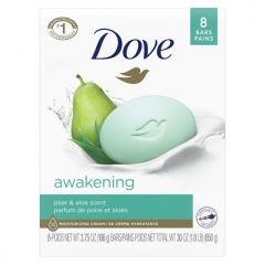Dove Awakening Gentle Beauty Bar Soap All Skin Type, Pear and Aloe, 3.75 oz (8 Bars)