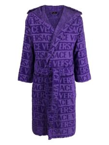 Versace logo-a-print cotton towelling robe