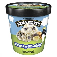 Ben & Jerry's Chunky Monkey Banana Ice Cream Gluten-Free Cage-Free Eggs Kosher Milk, 1 Pint
