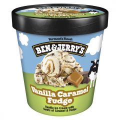 Ben & Jerry's Creamy Vanilla Caramel Fudge Ice Cream Kosher Milk Cage-Free Eggs, 1 Pint