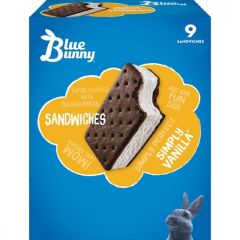 Blue Bunny Simply Vanilla Frozen Dessert Sandwich, 38.25 fl oz 9 Pack