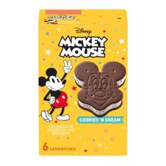 Disney Mickey Mouse Cookies 'N Cream Light Ice Cream Sandwiches, Kosher, 6 Ct Package