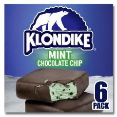 Klondike Crunchy Mint Chocolate Chip Frozen Dairy Dessert Bars Kosher Milk, 6 Count