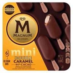 Magnum Mini Double Caramel Vanilla Creamy Ice Cream Bars, Kosher Milk, 6 Count