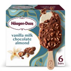 Haagen Dazs Vanilla Milk Chocolate Almond Ice Cream Bars, Gluten Free, 6 Ct, 18.0 oz