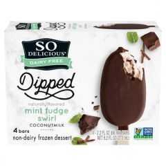 So Delicious Dairy Free Dipped Mint Fudge Swirl Coconut Milk Frozen Dessert Bars, 4 Count