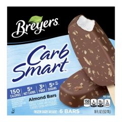 Breyers CarbSmart Creamy Almond Vanilla Frozen Dairy Dessert Bars Kosher, 6 Count