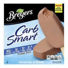 Breyers CarbSmart Creamy Fudge Frozen Dairy Dessert Bars Kosher Dairy Milk, 6 Count