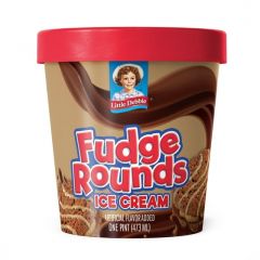 Little Debbie Fudge Rounds Ice Cream, Fudge Crème with Fudgy Chocolatey Cookie Pint, 16 oz