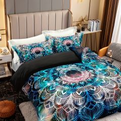 3pcs Galaxy Mandala Flower Ramadan Duvet Cover Set - Soft and Stylish Guest Room Bedding with Pillowcases (1pc Duvet Cover + 2pcs Pillowcases)