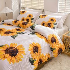 3pcs Soft and Comfortable Sunflower Print Duvet Cover Set for Bedroom and Guest Room - Includes 1 Duvet Cover and 2 Pillowcases (Core Not Included)