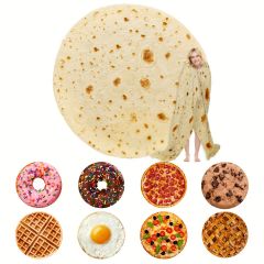 1pc Tortilla Blanket Pepperoni Pizza Blanket Realistic Donut Blanket Food Throw Blanket, Personalized Gift Blanket, Soft And Comfortable Facecloth Round Blanket Cookies Blanket Novelty Realistic Cookies Throw Blanket