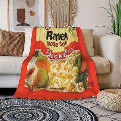 1pc Lightweight Chicken Flavored Noodle Soup Flannel Blanket - Soft and Cozy Microfiber Blanket for All Seasons - Perfect for Sofa, Couch, Office, Camping, and More