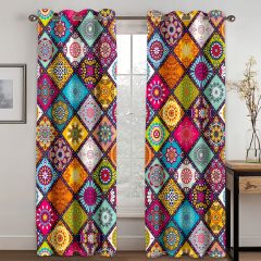 2pcs Bohemian Multifunctional Curtains - Eyelet Rod Use - Decorative Fabric For Home Decor And Privacy