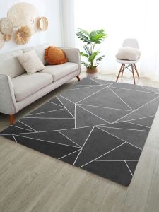 1pc Geometric Pattern Rug, Modern Polyester Floor Mat For Home