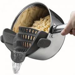 1pc Adjustable Silicone Clip-On Strainer,Pot Strainer And Pasta Strainer，Vegetable & Fruit Drainage Basket，The Perfect Kitchen Accessory For Pots, Pans, And Bowls!