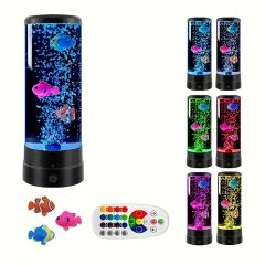1pc Led Fish Bubble Light, Remote Control 7 Colorful Light, Atmosphere Table Lamp, Gift Night Light, Creative Christmas Gift Light
