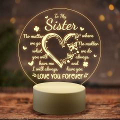 1pc Sister Night Light Gifts For Sister, Birthday Gifts For Sister From Sister, Graduation Gifts For Sister, Personalized Engraved Night Light, Wedding Gifts, Day