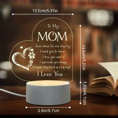 1pc Gifts For Mom - Engraved Night Light, Mom Birthday Gifts From Daughter Son, Mom Gifts On Mother's Day, Valentine's Day Christmas, Unique Night Lamp Present