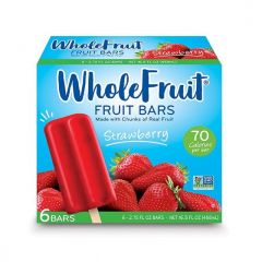 Whole Fruit Strawberry Fruit Bars Popsicle Sticks, 16.5 oz, 6 Count (Frozen)