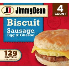 Jimmy Dean Sausage Egg & Cheese Biscuit Sandwich, 18 oz, 4 Ct (Frozen)