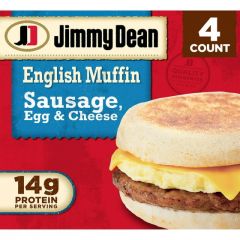 Jimmy Dean Sausage, Egg, and Cheese English Muffin Sandwiches, 18.4 oz, 4 Count (Frozen)