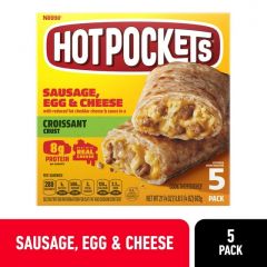 Hot Pockets Frozen Snacks, Sausage Egg and Cheese, Croissant Crust, 5 Sandwiches, 21.25 oz (Frozen)