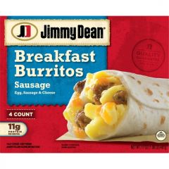 Jimmy Dean Sausage Breakfast Burritos, 17 oz, 4 Count (Frozen)