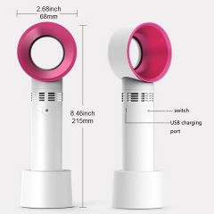 1pc USB Rechargeable Bladeless Handheld Fan - Portable Mini Desk Fan With 3 Speeds For Travel, Camping, Office, And Room Use+