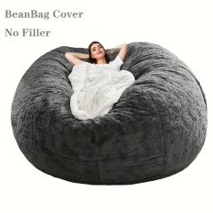 1pc, Bean Bag Chair Cover, Large Circular Soft Fluffy PV Velvet Sofa Bed Cover, For Living Room Bedroom Office Home Decor（ONLY Cover, NO FILLER）